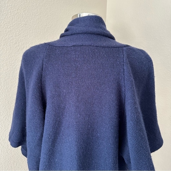 Angie Open Front Wool Blend Fringe Navy Blue Cardigan - Picture 6 of 11